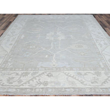 Load image into Gallery viewer, 8&#39;x9&#39;8&quot; Dove White And Beacon Gray Border, Hand Knotted, Soft To The Touch, Pure Vibrant Wool, Afghan White Wash Peshawar, Geometric Design Oriental Rug FWR520260