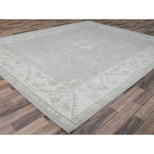 Load image into Gallery viewer, 8&#39;x9&#39;8&quot; Dove White And Beacon Gray Border, Hand Knotted, Soft To The Touch, Pure Vibrant Wool, Afghan White Wash Peshawar, Geometric Design Oriental Rug FWR520260