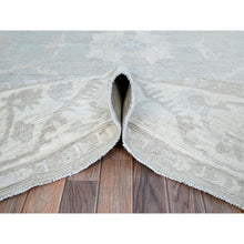 Load image into Gallery viewer, 8&#39;x9&#39;8&quot; Dove White And Beacon Gray Border, Hand Knotted, Soft To The Touch, Pure Vibrant Wool, Afghan White Wash Peshawar, Geometric Design Oriental Rug FWR520260