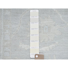 Load image into Gallery viewer, 8&#39;x9&#39;8&quot; Dove White And Beacon Gray Border, Hand Knotted, Soft To The Touch, Pure Vibrant Wool, Afghan White Wash Peshawar, Geometric Design Oriental Rug FWR520260