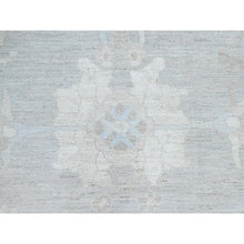 Load image into Gallery viewer, 8&#39;x9&#39;8&quot; Dove White And Beacon Gray Border, Hand Knotted, Soft To The Touch, Pure Vibrant Wool, Afghan White Wash Peshawar, Geometric Design Oriental Rug FWR520260