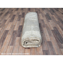 Load image into Gallery viewer, 8&#39;x9&#39;8&quot; Dove White And Beacon Gray Border, Hand Knotted, Soft To The Touch, Pure Vibrant Wool, Afghan White Wash Peshawar, Geometric Design Oriental Rug FWR520260