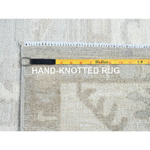 Load image into Gallery viewer, 8&#39;x9&#39;8&quot; Dove White And Beacon Gray Border, Hand Knotted, Soft To The Touch, Pure Vibrant Wool, Afghan White Wash Peshawar, Geometric Design Oriental Rug FWR520260