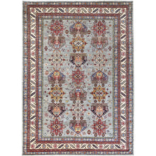 Load image into Gallery viewer, 8&#39;8&quot;x12&#39;2&quot; Suppernova Gray With Supper White, Vegetable Dyes, All Wool, Densely Woven Afghan Super Kazak, All Over Geometric Motifs, Hand Knotted, Oriental Rug FWR520272