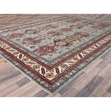 Load image into Gallery viewer, 8&#39;8&quot;x12&#39;2&quot; Suppernova Gray With Supper White, Vegetable Dyes, All Wool, Densely Woven Afghan Super Kazak, All Over Geometric Motifs, Hand Knotted, Oriental Rug FWR520272