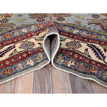 Load image into Gallery viewer, 8&#39;8&quot;x12&#39;2&quot; Suppernova Gray With Supper White, Vegetable Dyes, All Wool, Densely Woven Afghan Super Kazak, All Over Geometric Motifs, Hand Knotted, Oriental Rug FWR520272