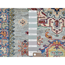 Load image into Gallery viewer, 8&#39;8&quot;x12&#39;2&quot; Suppernova Gray With Supper White, Vegetable Dyes, All Wool, Densely Woven Afghan Super Kazak, All Over Geometric Motifs, Hand Knotted, Oriental Rug FWR520272