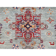 Load image into Gallery viewer, 8&#39;8&quot;x12&#39;2&quot; Suppernova Gray With Supper White, Vegetable Dyes, All Wool, Densely Woven Afghan Super Kazak, All Over Geometric Motifs, Hand Knotted, Oriental Rug FWR520272