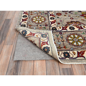 8'10"x11'7 Spanish Gray, Afghan Sultani With All Over Floral Pattern, Hand Knotted Densely Woven Pure Wool, Vegetable Dyes, Oriental Rug FWR520296