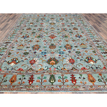 Load image into Gallery viewer, 9&#39;x12&#39; Cameo Blue, Hand Knotted Soft and Vibrant Wool, Afghan Sultani Pomegranate Design, Denser Weave, Natural Dyes, Oriental Rug FWR520302