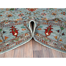 Load image into Gallery viewer, 9&#39;x12&#39; Cameo Blue, Hand Knotted Soft and Vibrant Wool, Afghan Sultani Pomegranate Design, Denser Weave, Natural Dyes, Oriental Rug FWR520302