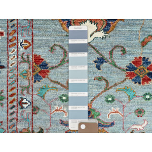 9'x12' Cameo Blue, Hand Knotted Soft and Vibrant Wool, Afghan Sultani Pomegranate Design, Denser Weave, Natural Dyes, Oriental Rug FWR520302