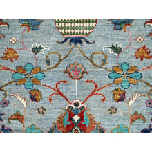 Load image into Gallery viewer, 9&#39;x12&#39; Cameo Blue, Hand Knotted Soft and Vibrant Wool, Afghan Sultani Pomegranate Design, Denser Weave, Natural Dyes, Oriental Rug FWR520302