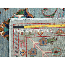 Load image into Gallery viewer, 9&#39;x12&#39; Cameo Blue, Hand Knotted Soft and Vibrant Wool, Afghan Sultani Pomegranate Design, Denser Weave, Natural Dyes, Oriental Rug FWR520302