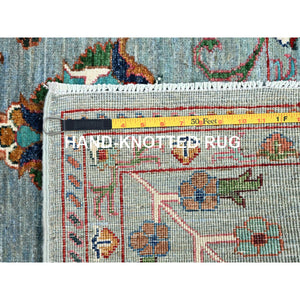 9'x12' Cameo Blue, Hand Knotted Soft and Vibrant Wool, Afghan Sultani Pomegranate Design, Denser Weave, Natural Dyes, Oriental Rug FWR520302