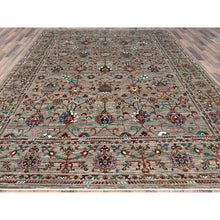 Load image into Gallery viewer, 9&#39;1&quot;x12&#39;2&quot; Pinstripe Gray, Afghan Densely Woven Sultani With Pomegranate Design, Hand Knotted Soft and Velvety Wool, Natural Dyes Oriental Rug FWR520320