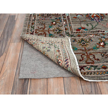 Load image into Gallery viewer, 9&#39;1&quot;x12&#39;2&quot; Pinstripe Gray, Afghan Densely Woven Sultani With Pomegranate Design, Hand Knotted Soft and Velvety Wool, Natural Dyes Oriental Rug FWR520320