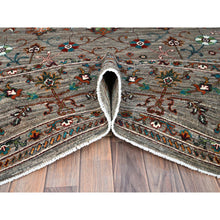 Load image into Gallery viewer, 9&#39;1&quot;x12&#39;2&quot; Pinstripe Gray, Afghan Densely Woven Sultani With Pomegranate Design, Hand Knotted Soft and Velvety Wool, Natural Dyes Oriental Rug FWR520320