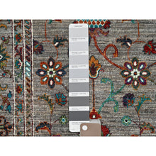 Load image into Gallery viewer, 9&#39;1&quot;x12&#39;2&quot; Pinstripe Gray, Afghan Densely Woven Sultani With Pomegranate Design, Hand Knotted Soft and Velvety Wool, Natural Dyes Oriental Rug FWR520320
