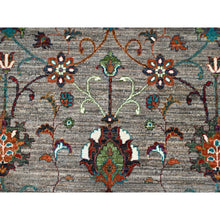 Load image into Gallery viewer, 9&#39;1&quot;x12&#39;2&quot; Pinstripe Gray, Afghan Densely Woven Sultani With Pomegranate Design, Hand Knotted Soft and Velvety Wool, Natural Dyes Oriental Rug FWR520320