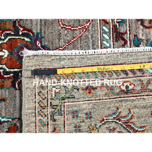 Load image into Gallery viewer, 9&#39;1&quot;x12&#39;2&quot; Pinstripe Gray, Afghan Densely Woven Sultani With Pomegranate Design, Hand Knotted Soft and Velvety Wool, Natural Dyes Oriental Rug FWR520320