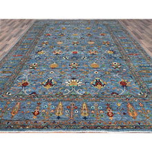 Load image into Gallery viewer, 9&#39;2&quot;x12&#39;8&quot; Horizon Blue, Natural Wool, Vegetable Dyes Afghan Sultani Hand Knotted Pomegranate Design, Oriental Densely Woven Rug FWR520386