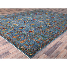 Load image into Gallery viewer, 9&#39;2&quot;x12&#39;8&quot; Horizon Blue, Natural Wool, Vegetable Dyes Afghan Sultani Hand Knotted Pomegranate Design, Oriental Densely Woven Rug FWR520386