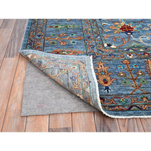 Load image into Gallery viewer, 9&#39;2&quot;x12&#39;8&quot; Horizon Blue, Natural Wool, Vegetable Dyes Afghan Sultani Hand Knotted Pomegranate Design, Oriental Densely Woven Rug FWR520386