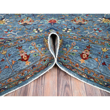 Load image into Gallery viewer, 9&#39;2&quot;x12&#39;8&quot; Horizon Blue, Natural Wool, Vegetable Dyes Afghan Sultani Hand Knotted Pomegranate Design, Oriental Densely Woven Rug FWR520386