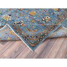 Load image into Gallery viewer, 9&#39;2&quot;x12&#39;8&quot; Horizon Blue, Natural Wool, Vegetable Dyes Afghan Sultani Hand Knotted Pomegranate Design, Oriental Densely Woven Rug FWR520386