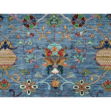 Load image into Gallery viewer, 9&#39;2&quot;x12&#39;8&quot; Horizon Blue, Natural Wool, Vegetable Dyes Afghan Sultani Hand Knotted Pomegranate Design, Oriental Densely Woven Rug FWR520386