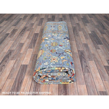 Load image into Gallery viewer, 9&#39;2&quot;x12&#39;8&quot; Horizon Blue, Natural Wool, Vegetable Dyes Afghan Sultani Hand Knotted Pomegranate Design, Oriental Densely Woven Rug FWR520386
