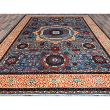 Load image into Gallery viewer, 10&#39;1&quot;x13&#39;5&quot; Dodger Blue With Navajo White, Pure Wool, 14th Century Mamluk Dynasty Pattern, Hand Knotted, Vegetable Dyes, 200 KPSI, Oriental Rug FWR520398