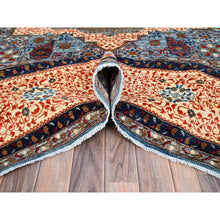 Load image into Gallery viewer, 10&#39;1&quot;x13&#39;5&quot; Dodger Blue With Navajo White, Pure Wool, 14th Century Mamluk Dynasty Pattern, Hand Knotted, Vegetable Dyes, 200 Kpsi, Oriental Rug FWR520398