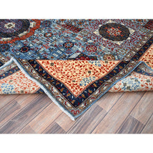 Load image into Gallery viewer, 10&#39;1&quot;x13&#39;5&quot; Dodger Blue With Navajo White, Pure Wool, 14th Century Mamluk Dynasty Pattern, Hand Knotted, Vegetable Dyes, 200 Kpsi, Oriental Rug FWR520398