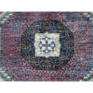 10'1"x13'5" Dodger Blue With Navajo White, Pure Wool, 14th Century Mamluk Dynasty Pattern, Hand Knotted, Vegetable Dyes, 200 KPSI, Oriental Rug FWR520398