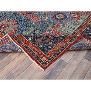 9'x12' Yale Blue, Hand Knotted 100% Wool, Natural Dyes, 200 KPSI, 14th Century Mamluk Dynasty Pattern, Oriental Rug FWR520410
