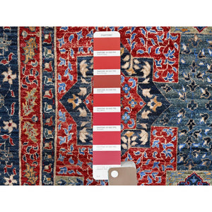 9'x12' Yale Blue, Hand Knotted 100% Wool, Natural Dyes, 200 KPSI, 14th Century Mamluk Dynasty Pattern, Oriental Rug FWR520410