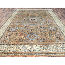 Load image into Gallery viewer, 8&#39;9&quot;x11&#39;9&quot; Collonade Gray With Muslin White, Hand Knotted Natural Dyes, Soft and Shiny Wool, 14th Century Mamluk Dynasty Pattern, 200 KPSI, Oriental Rug FWR520416