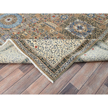 Load image into Gallery viewer, 8&#39;9&quot;x11&#39;9&quot; Collonade Gray With Muslin White, Hand Knotted Natural Dyes, Soft and Shiny Wool, 14th Century Mamluk Dynasty Pattern, 200 KPSI, Oriental Rug FWR520416