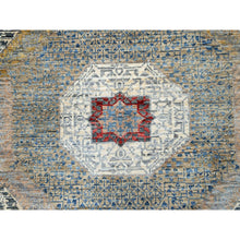 Load image into Gallery viewer, 8&#39;9&quot;x11&#39;9&quot; Collonade Gray With Muslin White, Hand Knotted Natural Dyes, Soft and Shiny Wool, 14th Century Mamluk Dynasty Pattern, 200 KPSI, Oriental Rug FWR520416