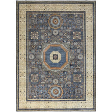 Load image into Gallery viewer, 9&#39;x12&#39; Steel Gray, Hand Knotted 14th Century Mamluk Dynasty Pattern, 200 KPSI, Vegetable Dyes, Vibrant Wool, Oriental Rug FWR520422