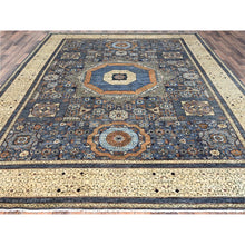 Load image into Gallery viewer, 9&#39;x12&#39; Steel Gray, Hand Knotted 14th Century Mamluk Dynasty Pattern, 200 KPSI, Vegetable Dyes, Vibrant Wool, Oriental Rug FWR520422