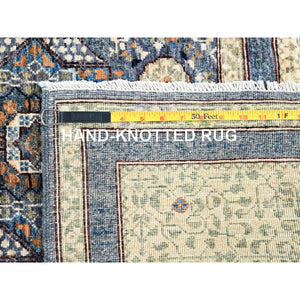 9'x12' Steel Gray, Hand Knotted 14th Century Mamluk Dynasty Pattern, 200 KPSI, Vegetable Dyes, Vibrant Wool, Oriental Rug FWR520422