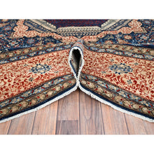 Load image into Gallery viewer, 9&#39;x12&#39; Prussian Blue and Kilim Beige Border, Hand Knotted Soft Wool, 200 KPSI 14th Century Mamluk Dynasty Pattern, Vegetable Dyes, Oriental Rug FWR520428