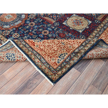 Load image into Gallery viewer, 9&#39;x12&#39; Prussian Blue and Kilim Beige Border, Hand Knotted Soft Wool, 200 KPSI 14th Century Mamluk Dynasty Pattern, Vegetable Dyes, Oriental Rug FWR520428