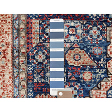 Load image into Gallery viewer, 9&#39;x12&#39; Prussian Blue and Kilim Beige Border, Hand Knotted Soft Wool, 200 KPSI 14th Century Mamluk Dynasty Pattern, Vegetable Dyes, Oriental Rug FWR520428