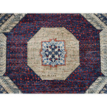 Load image into Gallery viewer, 9&#39;x12&#39; Prussian Blue and Kilim Beige Border, Hand Knotted Soft Wool, 200 KPSI 14th Century Mamluk Dynasty Pattern, Vegetable Dyes, Oriental Rug FWR520428