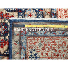 Load image into Gallery viewer, 9&#39;x12&#39; Prussian Blue and Kilim Beige Border, Hand Knotted Soft Wool, 200 KPSI 14th Century Mamluk Dynasty Pattern, Vegetable Dyes, Oriental Rug FWR520428