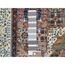 Load image into Gallery viewer, 6&#39;1&quot;x9&#39;3&quot; Alloy Gray and Alabaster White Border, Hand Knotted 14th Century Mamluk Dynasty With Geometric Motifs Design, 200 KPSI, Vegetable Dyes, 100% Wool, Oriental Rug FWR520452